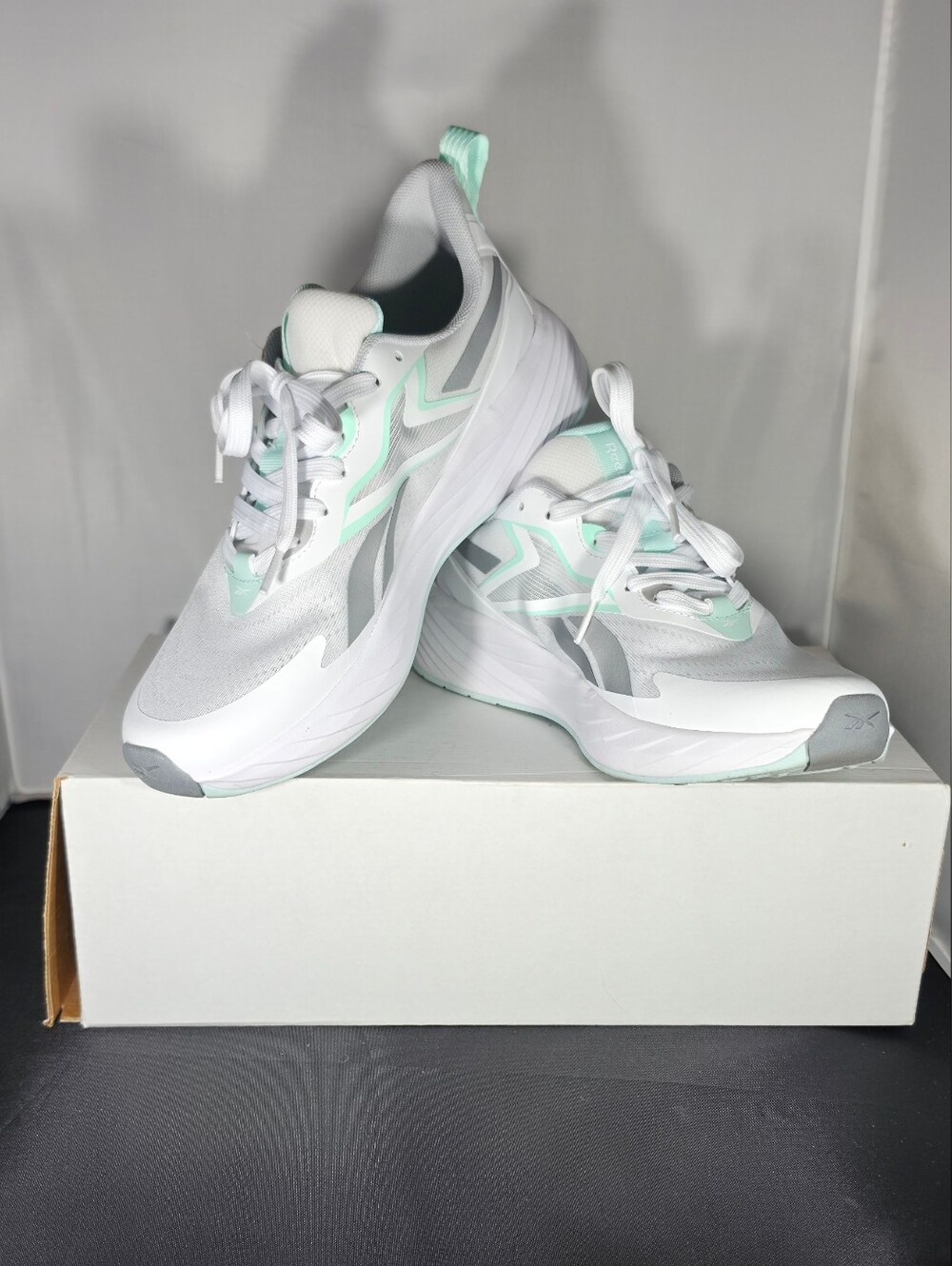 Reebok Women's White Sneakers with Mint Accents